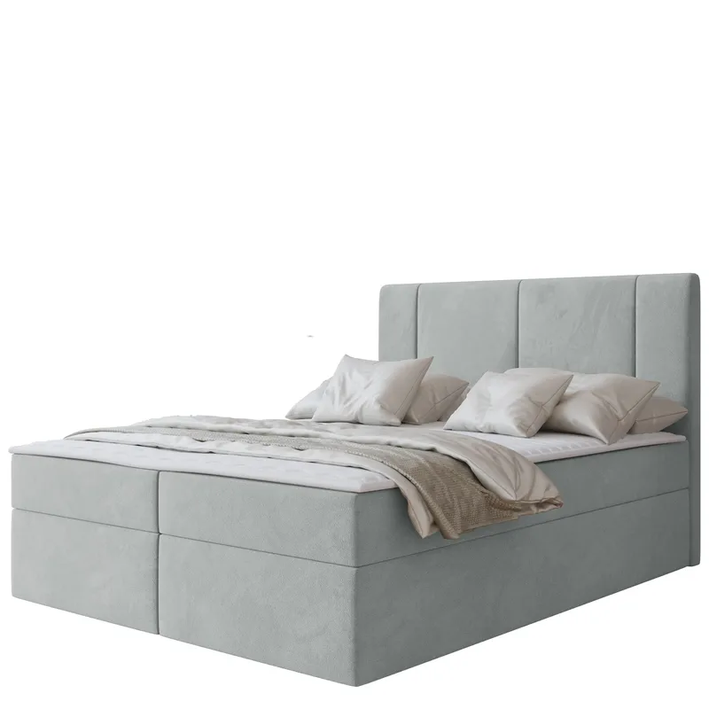 Salricus Sängpaket Kontinentalsäng 180x200 cm med Förvaring, Ljusgrå