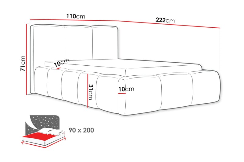 Salvenor Sängram med Förvaring 90x200 cm - Svart - Möbler - Säng - Sängram & sängstomme