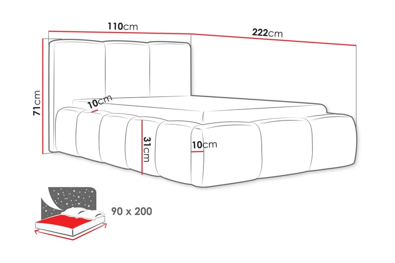 Salvenor Sängram med Förvaring 90x200 cm - Vit - Möbler - Säng - Sängram & sängstomme
