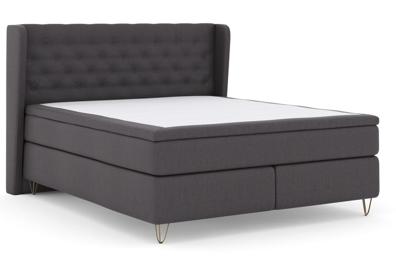 Select No 4 Komplett Sängpaket 180x200 Fast - Mörkgrå/Metall V-form - Möbler - Säng - Komplett sängpaket