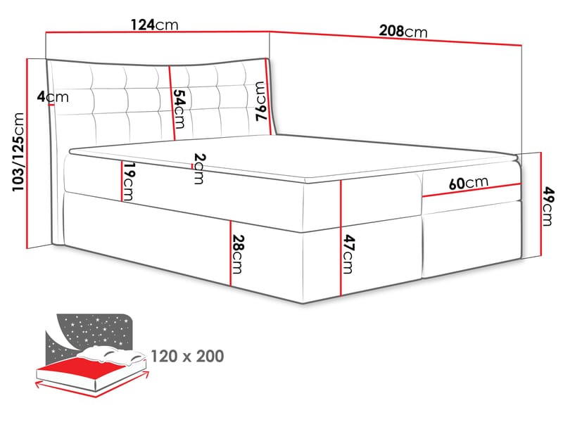 Sirel Sängpaket Kontinentalsäng 120x200 cm - beige - Möbler - Säng - Komplett sängpaket