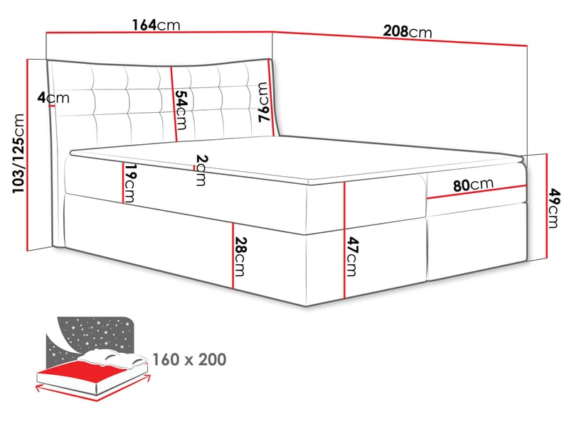 Sirel Sängpaket Kontinentalsäng 160x200 cm - beige - Möbler - Säng - Komplett sängpaket