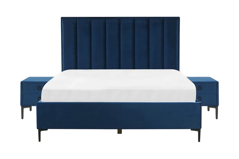 Sovrumsset dubbelsäng 160x200 cm - Blå - Ramsäng - Komplett sängpaket