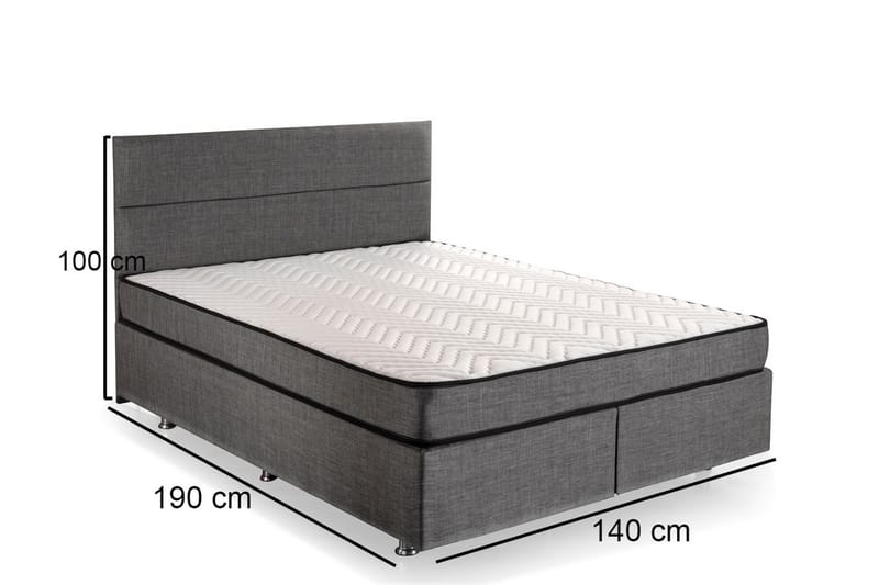 Argentu Kontinentalsäng 140x190 cm - Grå - Ställbara sängar