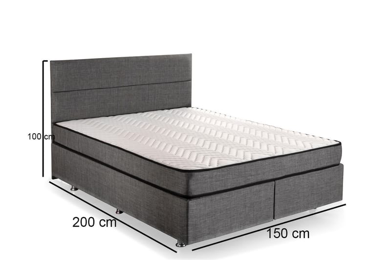 Argentu Kontinentalsäng 150x200 cm - Grå - Ställbara sängar