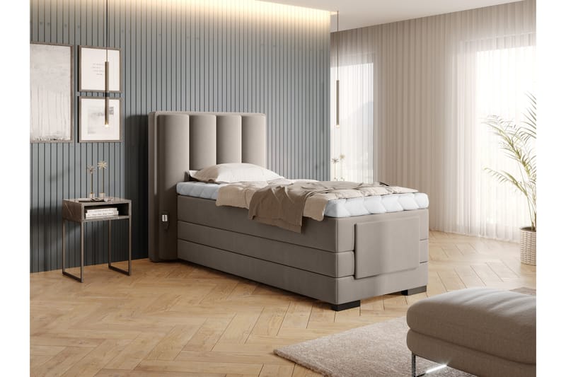 Banti Ställbar Kontinentalsäng 90x200 cm - Beige - Möbler - Säng - Ställbara sängar