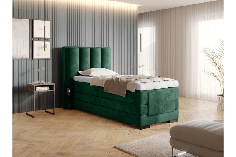 Banti Ställbar Kontinentalsäng 90x200 cm - Grön - Ställbara sängar