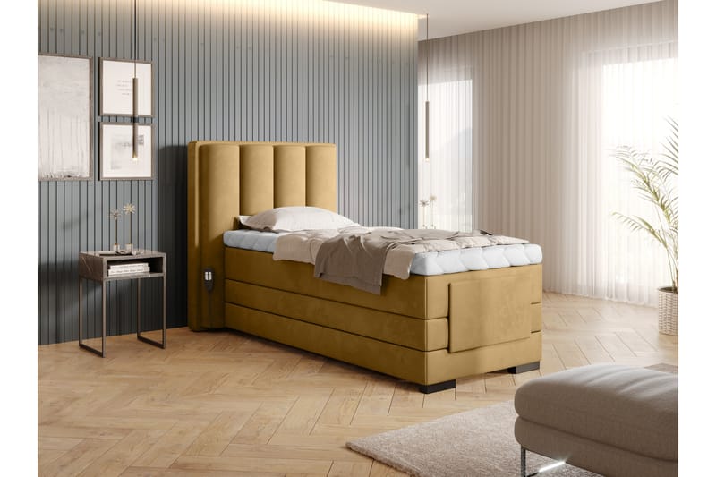 Banti Ställbar Kontinentalsäng 90x200 cm - Gul - Möbler - Säng - Ställbara sängar