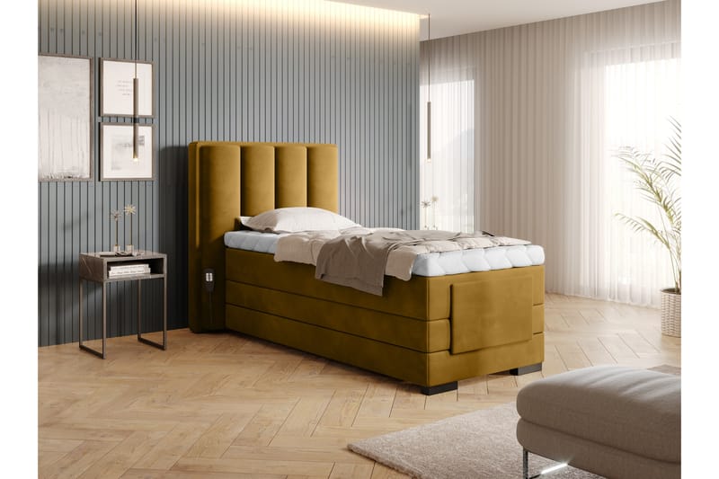 Banti Ställbar Kontinentalsäng 90x200 cm - Gul - Möbler - Säng - Ställbara sängar