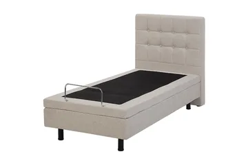 Kabbebo Komplett Sängpaket – Ställbar Säng 80x200 cm i Tyg med Sänggavel + Bäddmadrass - Beige - Möbler - Säng - Ställbara sängar