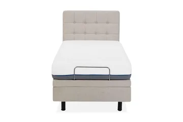 Kabbebo Komplett Sängpaket – Ställbar Säng 80x200 cm i Tyg med Sänggavel + Bäddmadrass - Beige - Möbler - Säng - Ställbara sängar