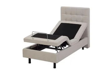 Kabbebo Komplett Sängpaket – Ställbar Säng 80x200 cm i Tyg med Sänggavel + Bäddmadrass - Beige - Möbler - Säng - Ställbara sängar
