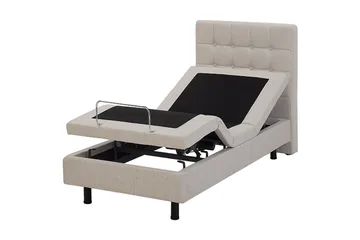Kabbebo Komplett Sängpaket – Ställbar Säng 80x200 cm i Tyg med Sänggavel + Bäddmadrass - Beige - Möbler - Säng - Ställbara sängar