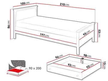 Storys säng med sänglåda 90x200 cm - Beige, ek - Möbler - Säng - Komplett sängpaket