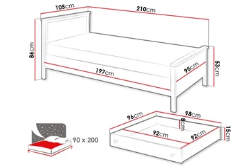 Storys Sängram 200x90 cm - Vit - Möbler - Säng - Sängram & sängstomme