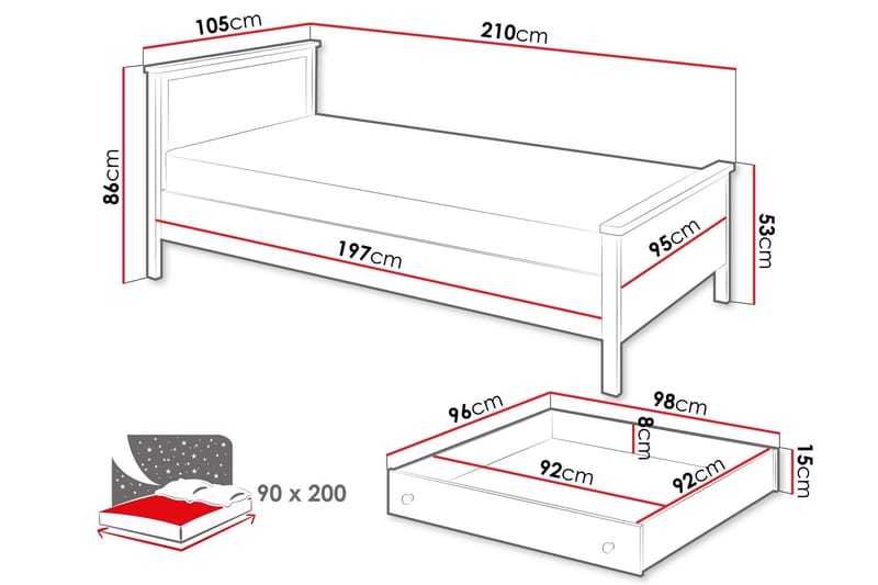 Storys Sängram 200x90 cm - Vit - Möbler - Säng - Sängram & sängstomme