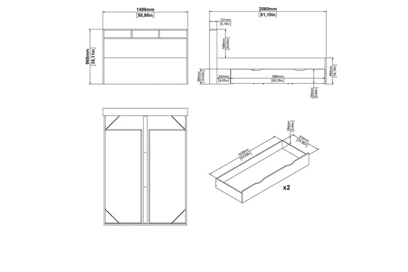 Sumita Sängram 140x190 cm - Natur/Vit - Möbler - Säng - Sängram & sängstomme