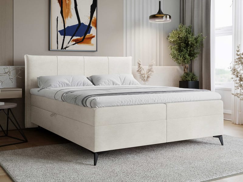 Thoros Komplett Sängpaket 140x200 cm Kontinentalsäng med Förvaring - Vit - Möbler - Säng - Komplett sängpaket