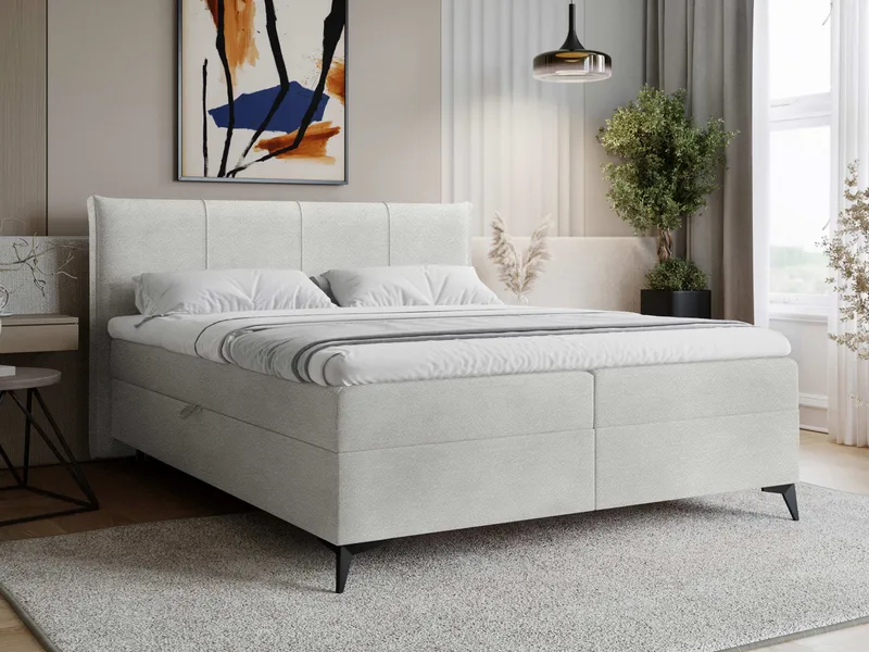 Thoros Komplett Sängpaket 160x200 cm Kontinentalsäng med Förvaring - Grå - Möbler - Säng - Komplett sängpaket