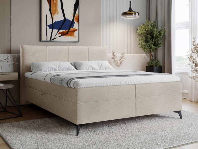 Thoros Komplett Sängpaket 180x200 cm Kontinentalsäng med Förvaring - Beige - Möbler - Säng - Komplett sängpaket