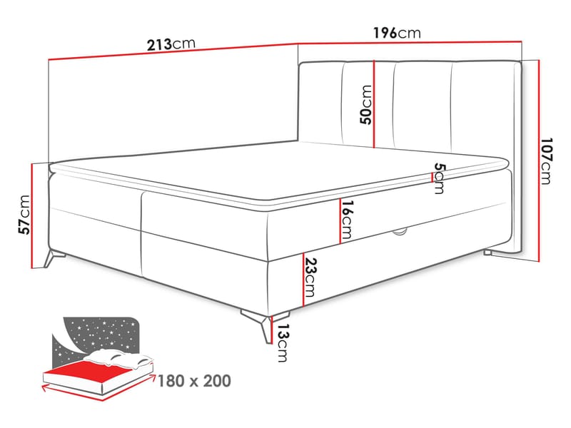 Thoros Komplett Sängpaket 180x200 cm Kontinentalsäng med Förvaring - Beige - Möbler - Säng - Komplett sängpaket
