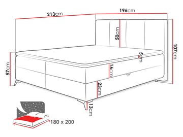 Thoros Komplett Sängpaket 180x200 cm Kontinentalsäng med Förvaring - Grå - Möbler - Säng - Komplett sängpaket
