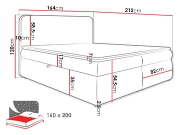 Thyrelis Sängpaket Kontinentalsäng 160x200 cm med Lyftförvaring - Grå - Möbler - Säng - Kontinentalsäng