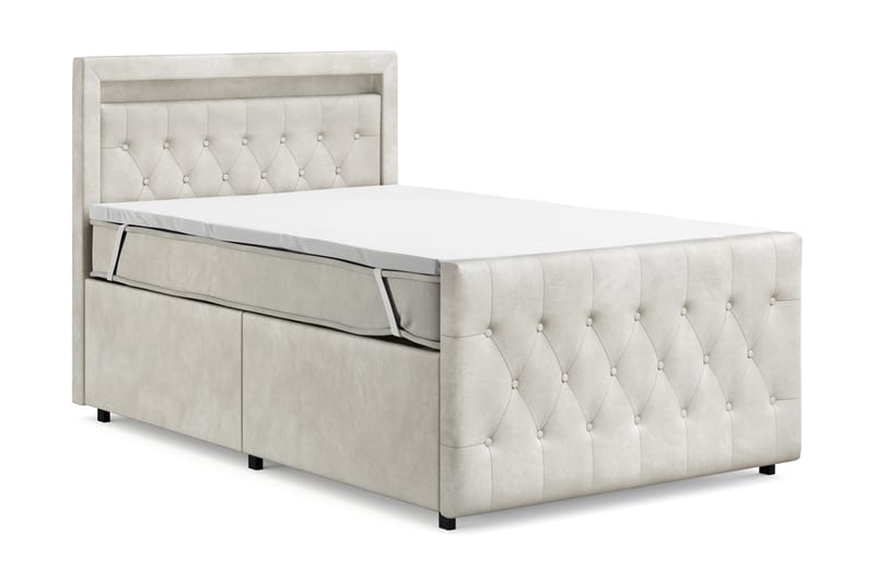 Tilly Komplett Sängpaket med förvaring LED-belysning 120x200 cm - Beige - Möbler - Säng - Komplett sängpaket