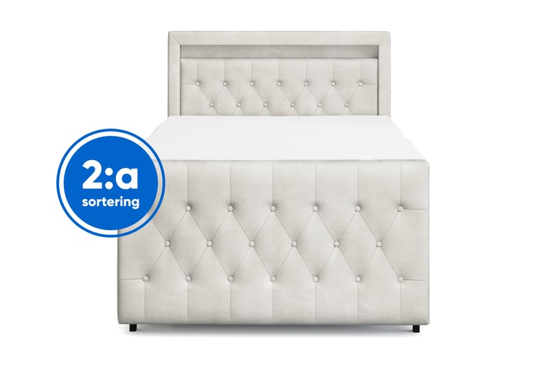 Tilly Komplett Sängpaket med förvaring LED-belysning 120x200 cm, Beige