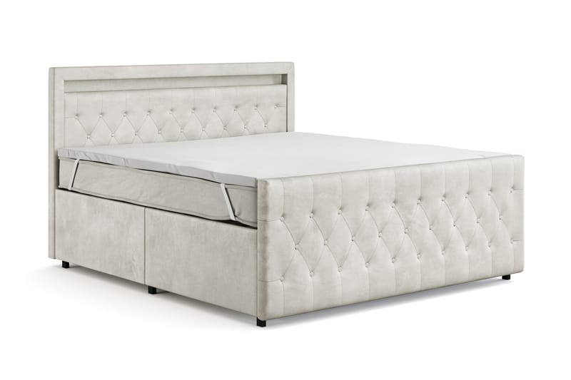 Tilly Komplett Sängpaket med förvaring LED-belysning 180x200 cm - Beige - Möbler - Säng - Komplett sängpaket