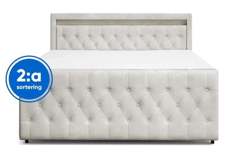 Tilly Komplett Sängpaket med förvaring LED-belysning 180x200 cm - Beige - Möbler - Säng - Komplett sängpaket