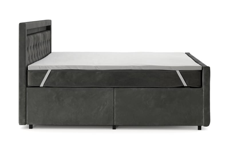 Tilly Komplett Sängpaket med förvaring LED-belysning 180x200 cm - Grå - Möbler - Säng - Komplett sängpaket