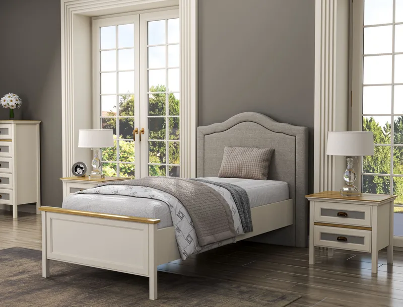 Tolina Sängram 100x200 cm - Crème, ek, grå - Möbler - Säng - Sängram & sängstomme