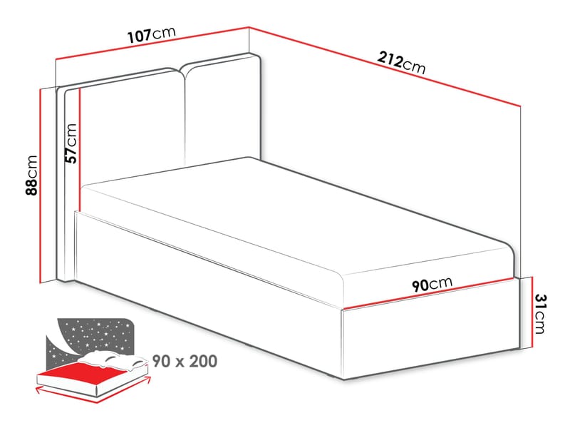 Travic Sängram 90x200 cm - Möbler - Säng - Sängram & sängstomme