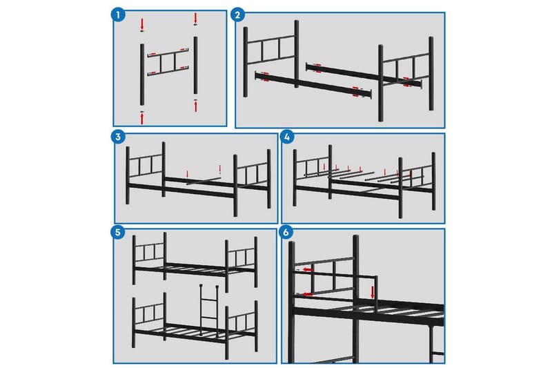 Våningssäng Defneia Svart - Svart - Möbler - Säng - Sängram & sängstomme
