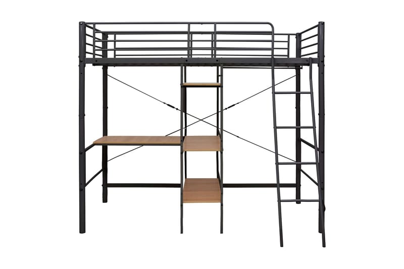 Våningssäng med bord grå metall 90x200 cm - Grå - Våningssäng barn - Våningssäng