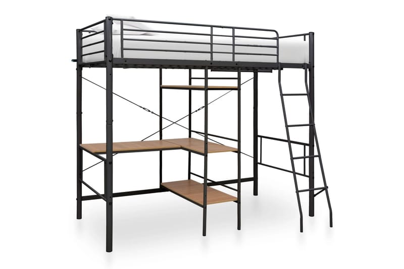 Våningssäng med bord grå metall 90x200 cm - Grå - Våningssäng - Våningssäng barn