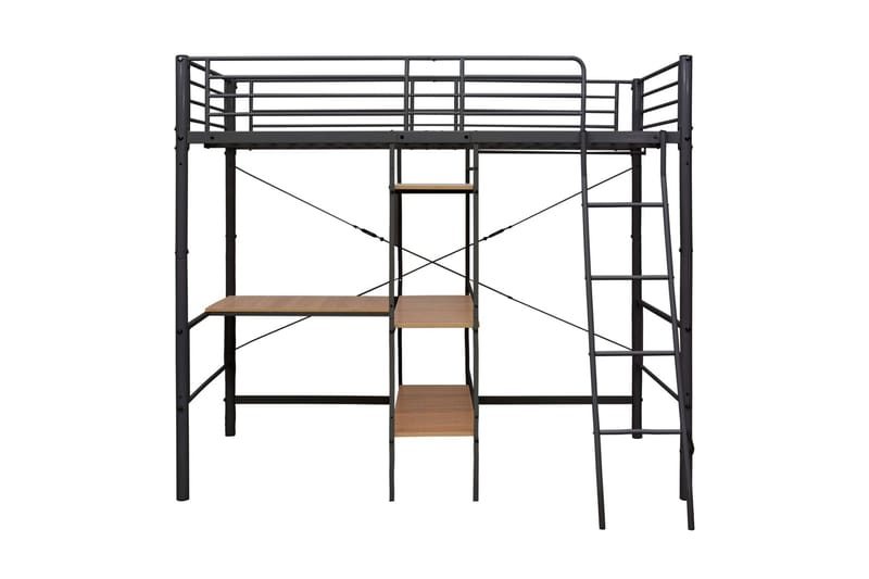 Våningssäng med bord svart metall 90x200 cm - Svart - Möbler - Säng - Våningssäng