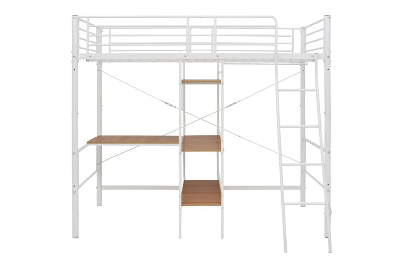 Våningssäng med bord vit metall 90x200 cm - Vit - Loftsäng - Våningssäng - Loftsäng barn - Våningssäng barn
