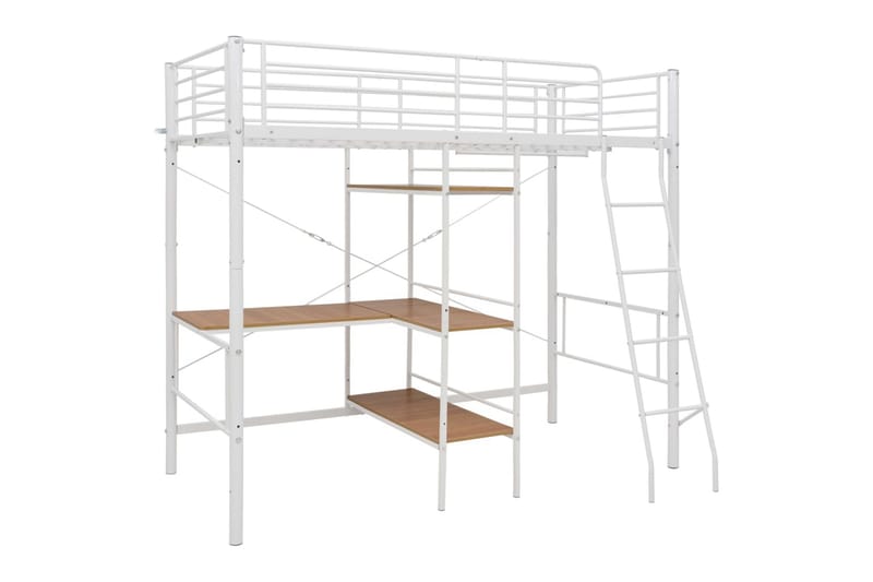 Våningssäng med bord vit metall 90x200 cm - Vit - Möbler - Säng - Våningssäng