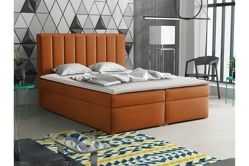 Valasco Kontinentalsäng 160x200 cm  Brun/Orange - Brun/Orange - Möbler - Säng - Kontinentalsäng