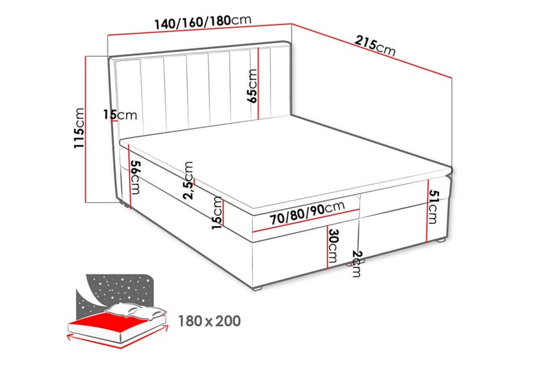 Valasco Kontinentalsäng 180x200 cm - Blå - Möbler - Säng - Kontinentalsäng