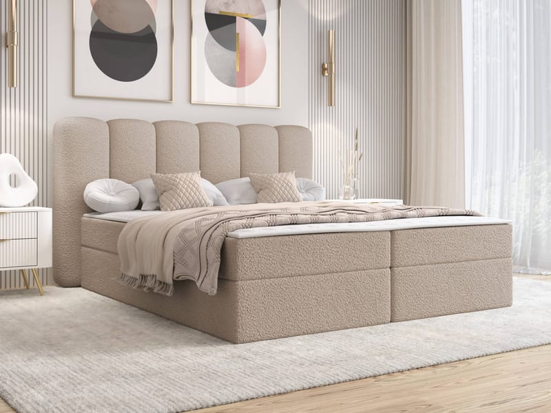 Varlen Komplett Sängpaket Kontinentalsäng med förvaring 140x200 cm - beige - Möbler - Säng - Kontinentalsäng