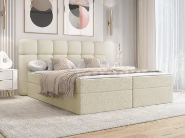 Varlen Komplett Sängpaket Kontinentalsäng med förvaring 140x200 cm Rutad - beige - Möbler - Säng - Kontinentalsäng