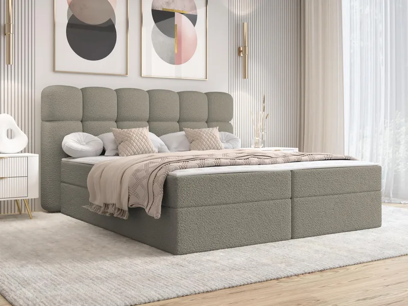 Varlen Komplett Sängpaket Kontinentalsäng med förvaring 160x200 cm Rutad - Möbler - Säng - Kontinentalsäng