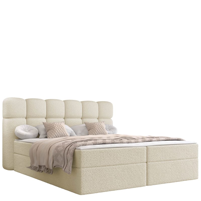 Varlen Komplett Sängpaket Kontinentalsäng med förvaring 180x200 cm Rutad, beige
