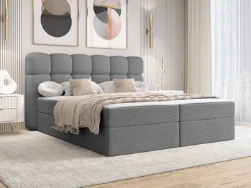Varlen Komplett Sängpaket Kontinentalsäng med förvaring 180x200 cm Rutad - grå - Möbler - Säng - Kontinentalsäng