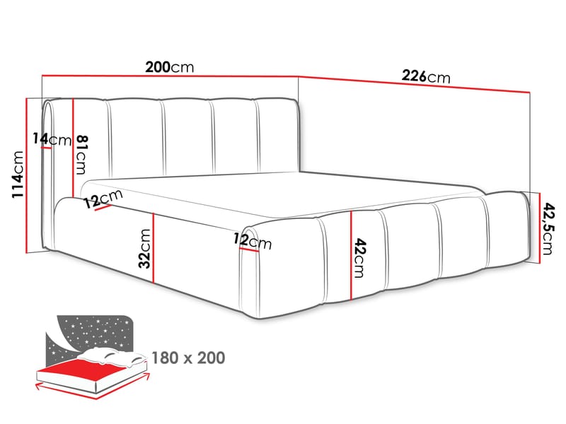 Varlinor Sängram 180x200 cm med Förvaring - Svart - Möbler - Säng - Sängram & sängstomme