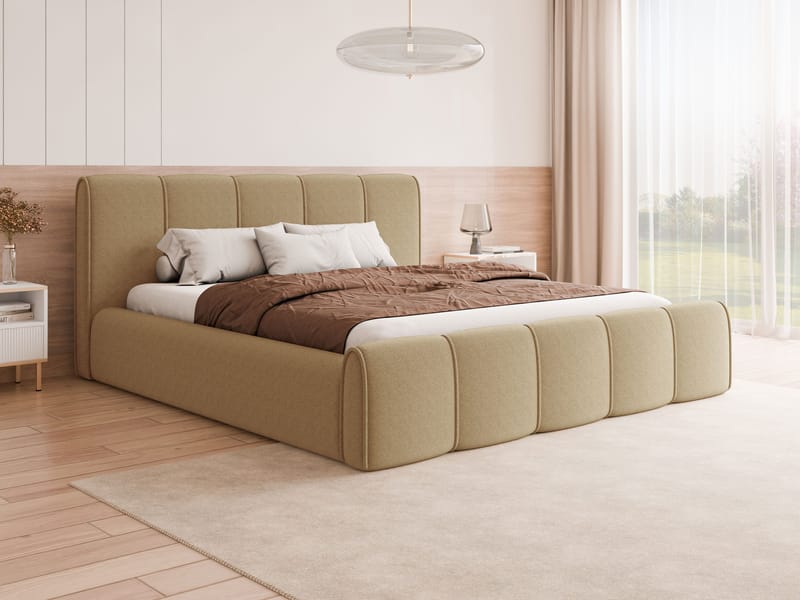 Varlinor Sängram 200x200 cm med Förvaring - Mörkbeige - Möbler - Säng - Sängram & sängstomme