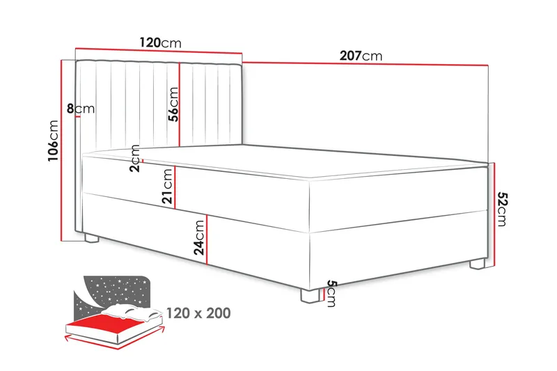 Veyran Sängpaket Kontinentalsäng med Förvaring 120x200 cm - Beige - Möbler - Säng - Komplett sängpaket